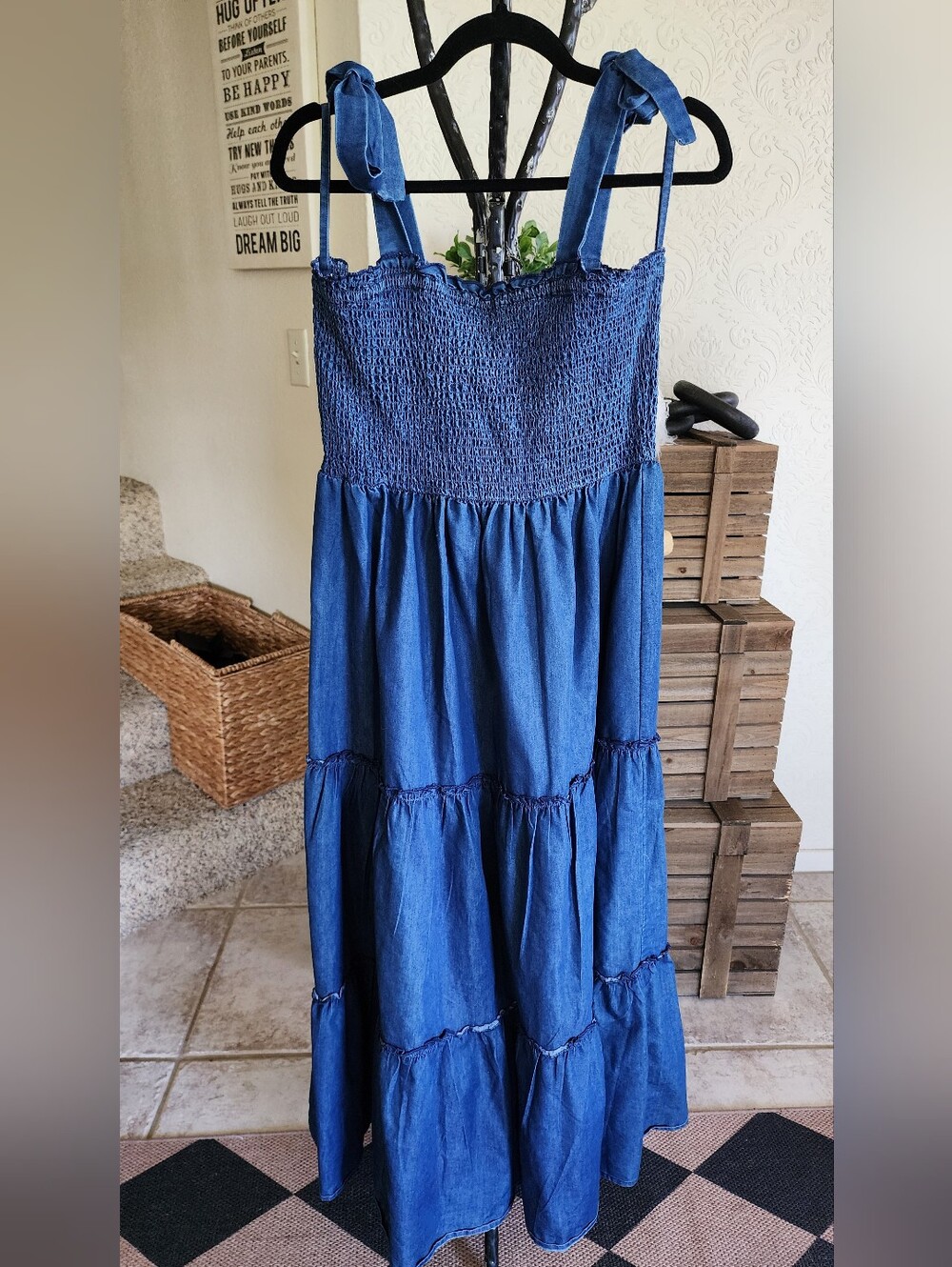 Smocked Denim Maxi Sundress